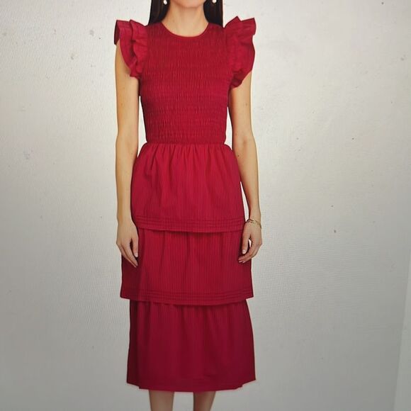 Saylor Audrina Smocked tiered midi dress size P NWT